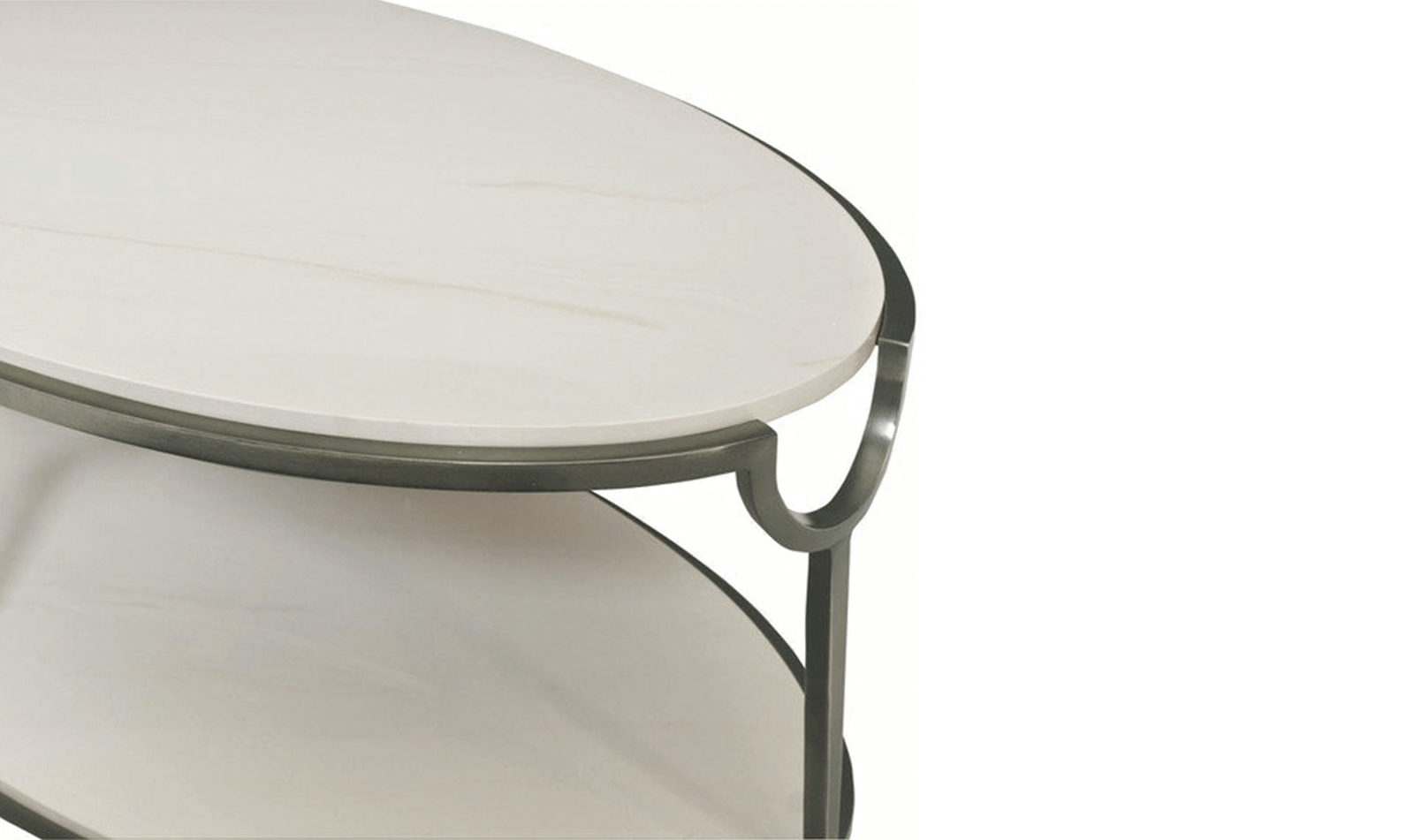 Bernhardt Morello Oval Marble Cocktail Table with Adjustable Glides - Image 3