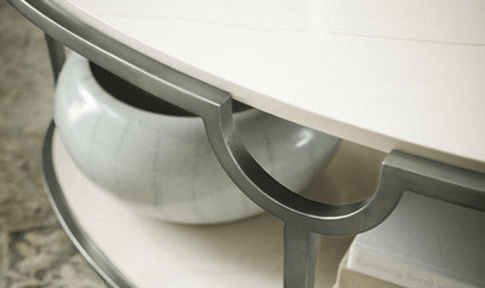 Bernhardt Morello Oval Marble Cocktail Table with Adjustable Glides - Image 4