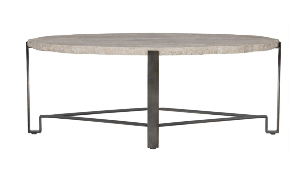 Bernhardt Sayers White Travertine Oval Stone Top Cocktail Table - Image 3