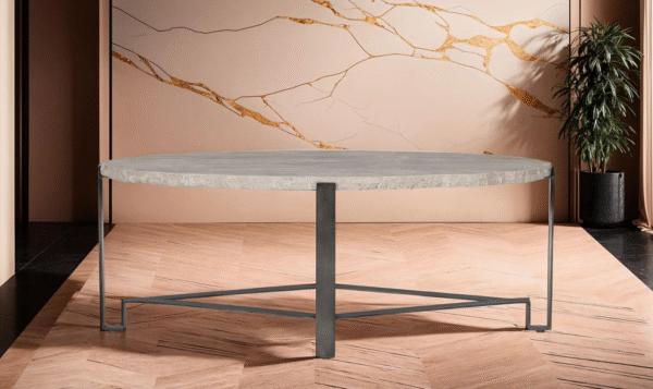 Bernhardt Sayers White Travertine Oval Stone Top Cocktail Table - Image 2