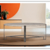 Bernhardt Sayers White Travertine Oval Stone Top Cocktail Table