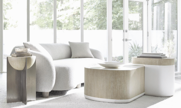 Bernhardt Solaria Wooden Cocktail Table with Chiseled Cast Resin Sides - Image 11