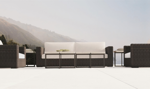 Bernhardt Stillwater Stone Top Cocktail Table With Stainless Steel Base - Image 4