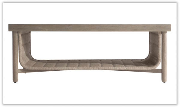 Bernhardt Santiago Brown Cocktail Table with U-shaped Shelf Woven Base - Image 3