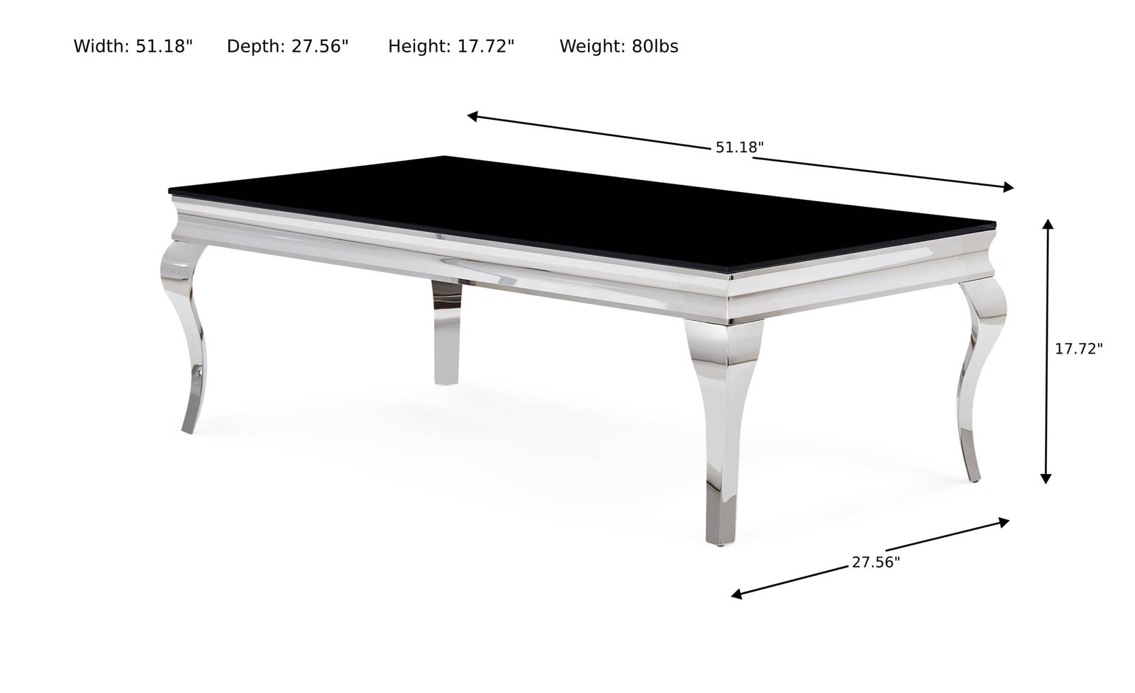 Global Furniture Gormalith Rectangle Coffee Table with Black Glass Top - Image 3